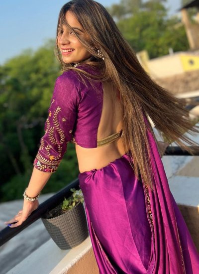 Blooming Embroidered Purple Classic Saree