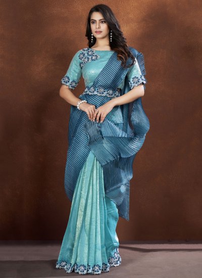 Blue Banarasi Silk Classic Saree