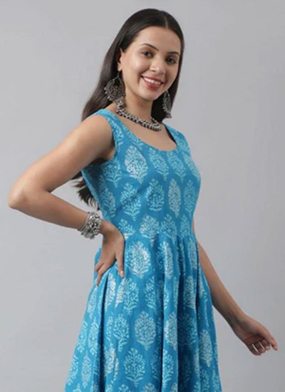 Blue Ceremonial Cotton Trendy Salwar Suit