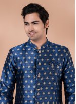 Blue Embroidered Festival Indo Western
