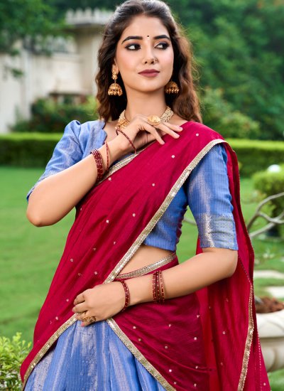 
                            Blue Kanchipuram Silk Festival Designer Lehenga Choli