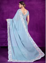 Blue Shimmer Embroidered Trendy Saree