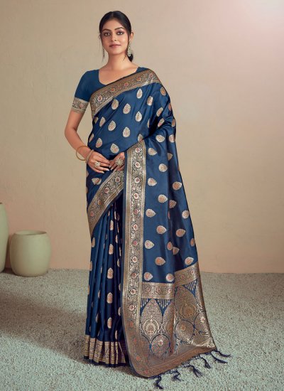 Blue Weaving Classic Designer Saree
