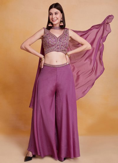 Breathtaking Purple Sequins Designer Salwar Kameez