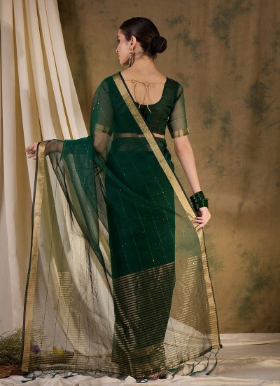 
                            Brilliant Green Organza Casual Saree