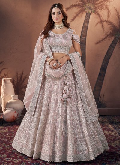 Brilliant Pink Wedding A Line Lehenga Choli