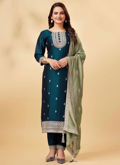 Brilliant Vichitra Silk Sequins Trendy Salwar Suit