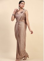 Brown Embroidered Ceremonial Trendy Saree