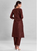 Brown Embroidered Party Wear Kurti
