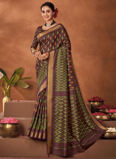 Brown Silk Trendy Saree
