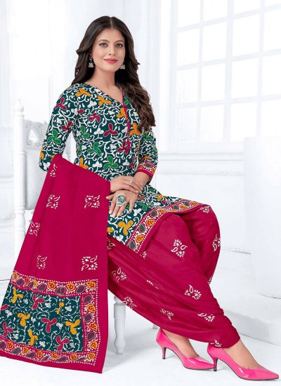 Capricious Multi Colour Cotton Trendy Patiala Salwar Kameez