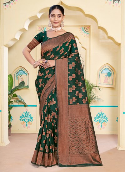 Casual Saree Fancy Cotton in Green