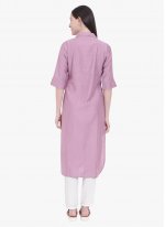 Catchy Cotton Silk Rose Pink Embroidered Party Wear Kurti