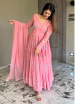 Catchy Embroidered Pink Anarkali Salwar Suit 