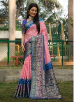 Catchy Weaving Kanjivaram Silk Bandhani Saree