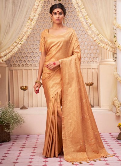 Charismatic Gold Woven Contemporary Saree