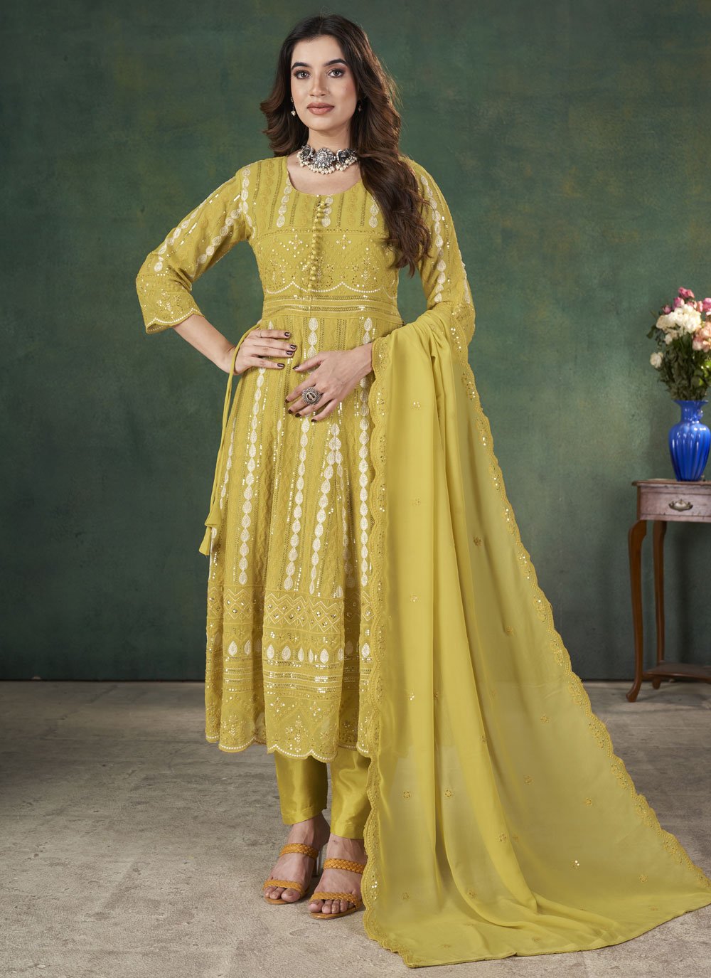 Biba Yellow Party Wear Suit Sets Online Charismatic Yellow Trendy