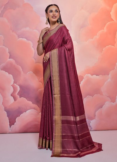 Charming Cotton Woven Maroon Trendy Saree