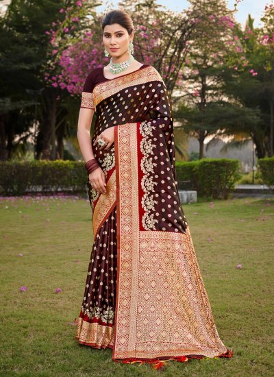 Charming Maroon Silk Traditional Saree