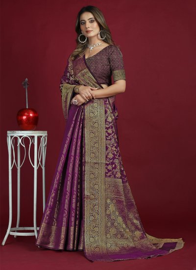 Charming Purple Ceremonial Trendy Saree