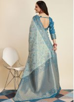 Charming Turquoise Festival Contemporary Saree