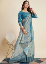 Charming Turquoise Festival Contemporary Saree