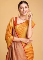 Chic Jacquard Work Yellow Patola Silk  Designer Saree