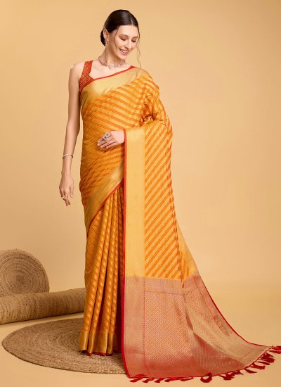 Chic Jacquard Work Yellow Patola Silk  Designer Saree