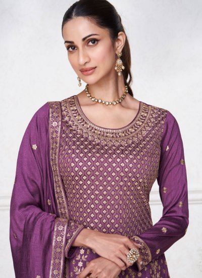 Chic Silk Purple Designer Salwar Kameez