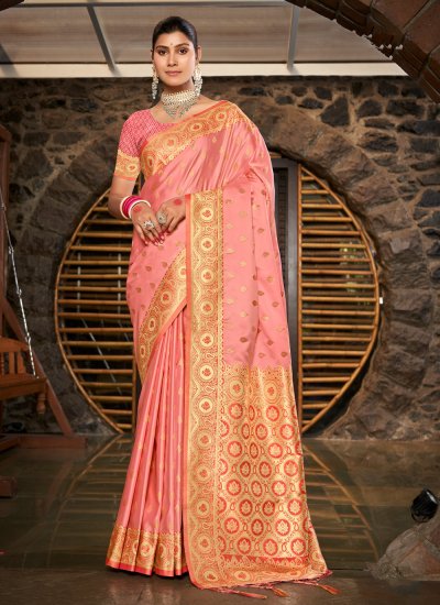 Classic Designer Saree Weaving Silk in Pink