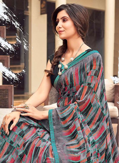 Classic Saree Printed Georgette in Multi Colour