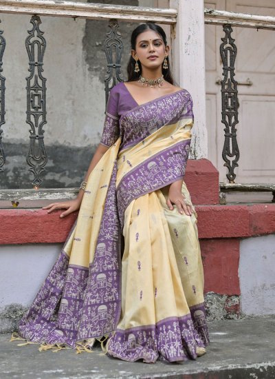 Classic Saree Woven Handloom silk in Purple