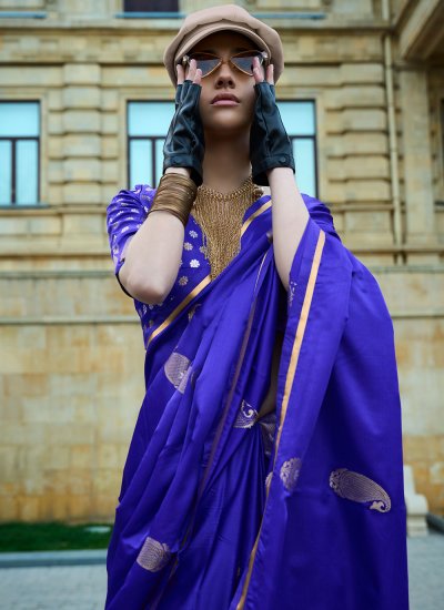 Classic Saree Woven Satin in Purple