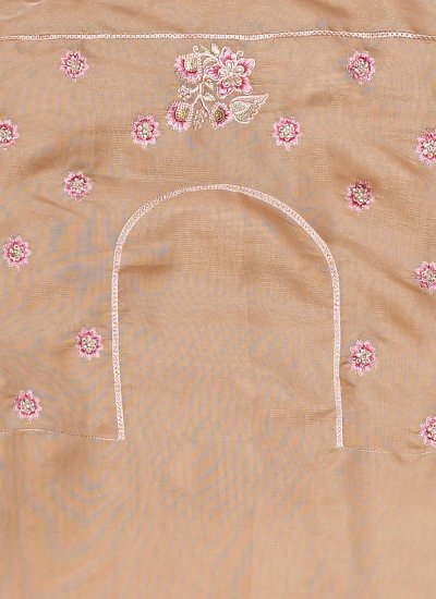 Contemporary Saree Embroidered Organza in Beige