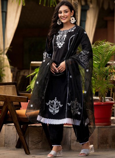 Cotton Black Designer Salwar Kameez