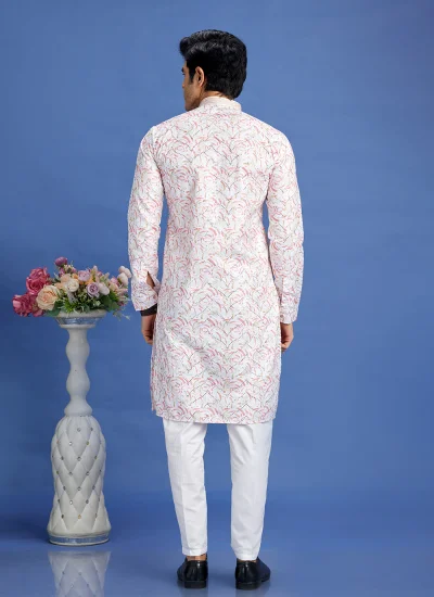 Cotton Digital Print Pink Kurta Pyjama