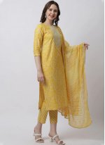 Cotton Embroidered Trendy Salwar Suit in Mustard