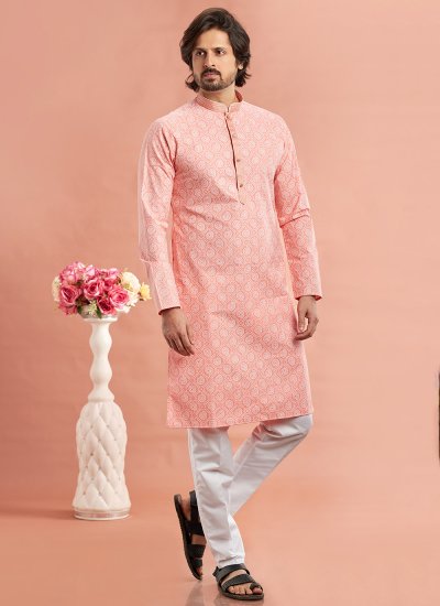 Cotton Kurta Pyjama in Pink