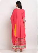 Cotton Lace Readymade Salwar Kameez in Pink