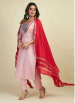 Cotton Rose Pink Printed Trendy Salwar Suit