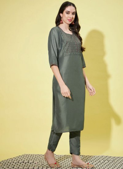 Cotton Silk Green Salwar Suit