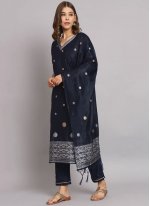 Cotton Silk Navy Blue Trendy Salwar Suit