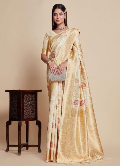 Off-White Art Silk Woven Kanjivaram Saree YOSAR34379-Kanchipuram Saree