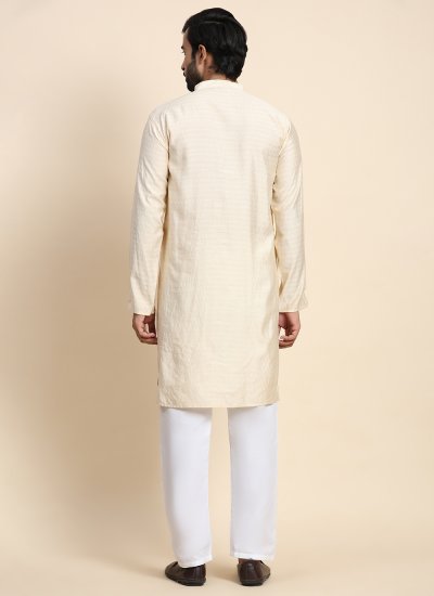 
                            Cream Rayon Plain Kurta Pyjama