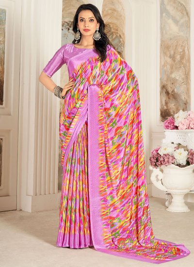 Crepe Silk Multi Colour Printed Saree