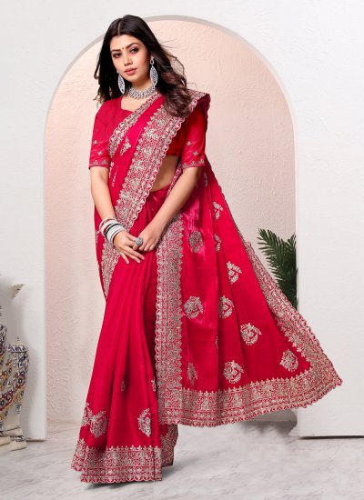 Crepe Silk Trendy Saree in Red