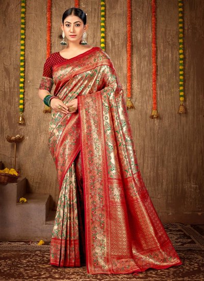 Double Shaded Brown Swarovski Work Silk Saree With Blouse – tapee.in