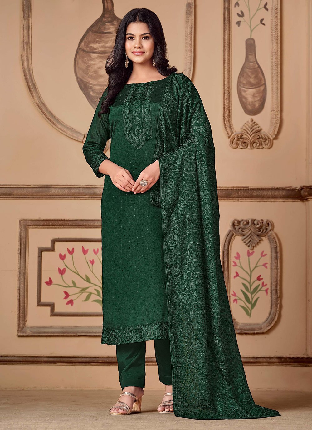 Green Color Georgette With Embroidery Work Salwar Suit – Joshindia