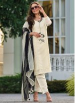 Delightful Sequins Off White Organza Designer Salwar Suit