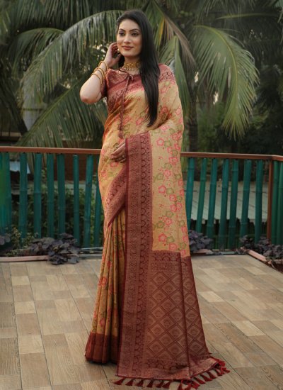 Delightsome Kanjivaram Silk Designer Brown Classic Saree